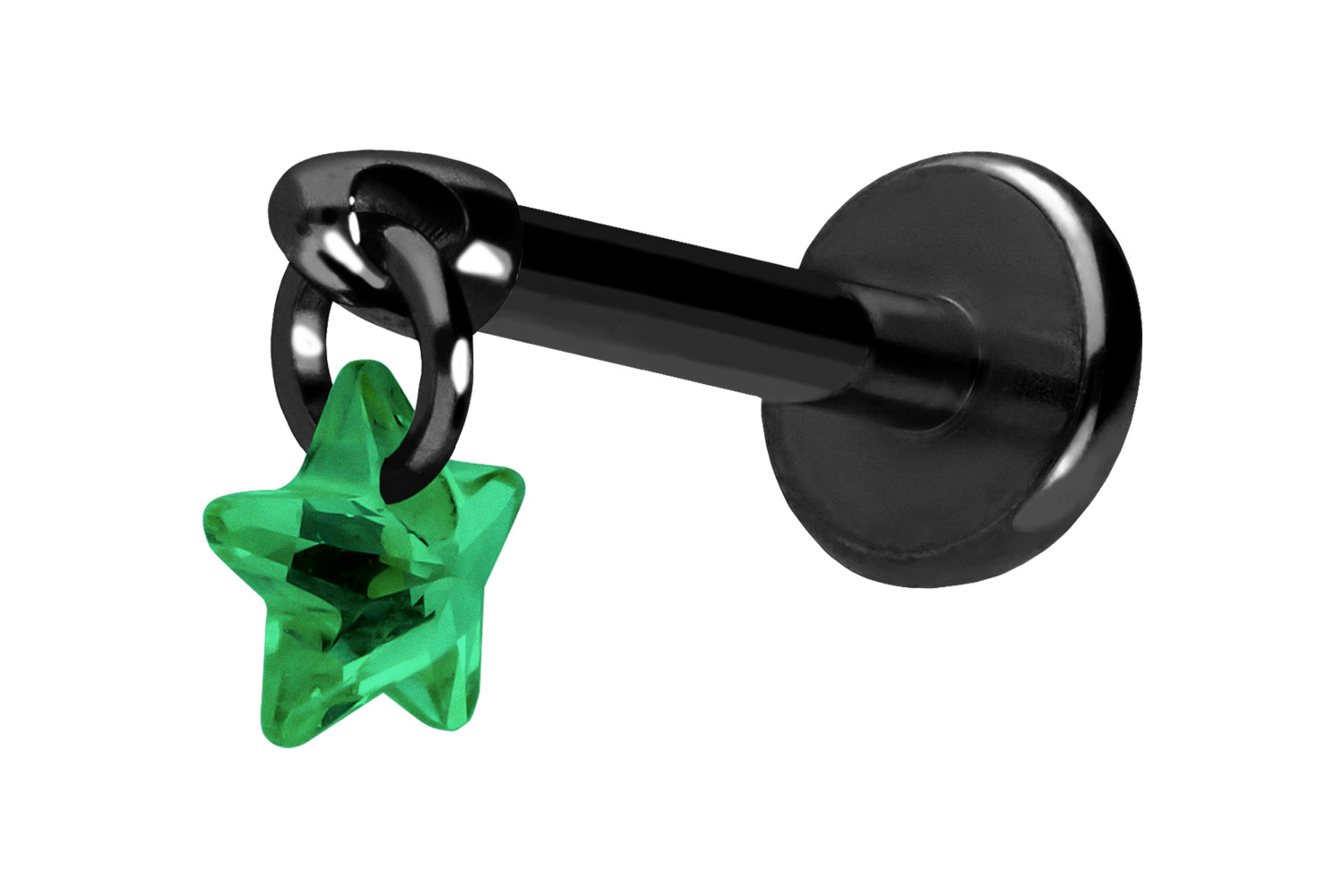 Titan Labret Piercing mit Push Fit KRISTALLSTERN